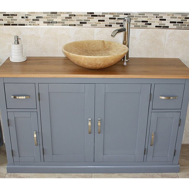 Ankara 1230mm Single Bathroom Vanity with Vessel Stone Basin