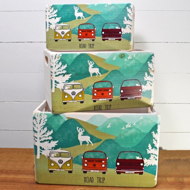 Volkswagen Road Trip Wooden 3 Piece organizer Box Set