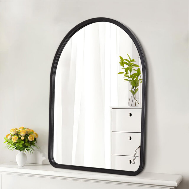Black Arch Mirrors For Wall ,Wooden Framed ,Arched Wall Mounted Mirror,  40 X 30Cm