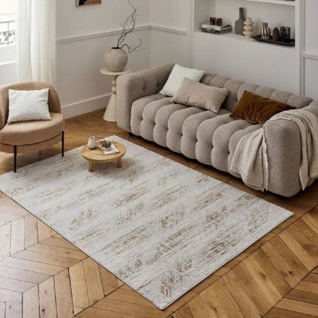 Carmel Modern Abstract Cream/Gold Area Rug