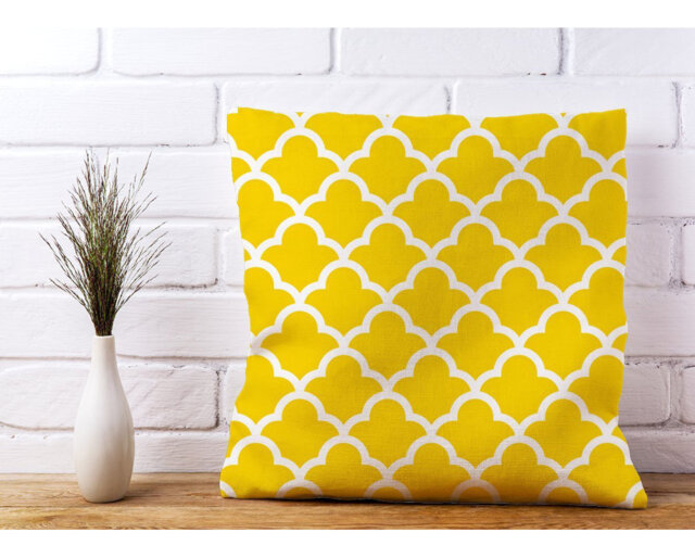 Carrie Yellow Quatrefoil Wave Geometric Scatter Cushion with Filling