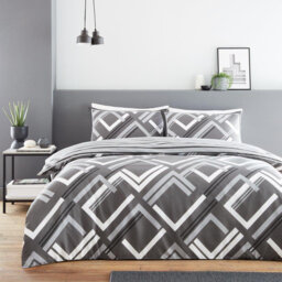 Modern Geometric Pattern Duvet Cover Set with Pillowcases, Polycotton Fabric with Long Lasting Yarn, Single Double King Bedding
