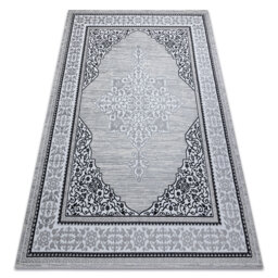 Modern rug GLOSS for living rooms, bedrooms, study, elegant, glamor, ornaments, ivory / gray frames