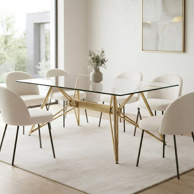 Leora Modern Square Coffee Table – Tempered Glass Top with Gold/Silver Chrome Legs
