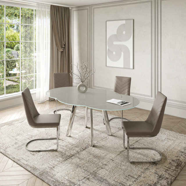 Glass Swivel Extending Dining Table