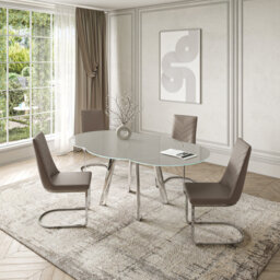 Glass Swivel Extending Dining Table