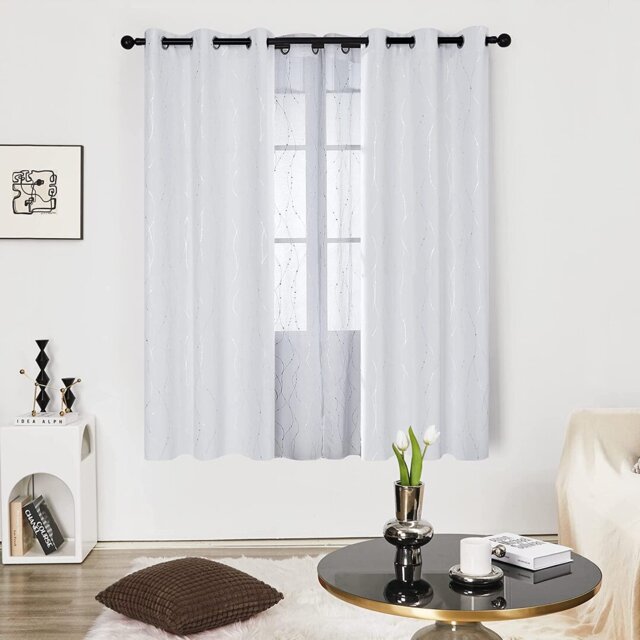 Senath Dotted Line Foil Printed Room Darkening Thermal Curtains