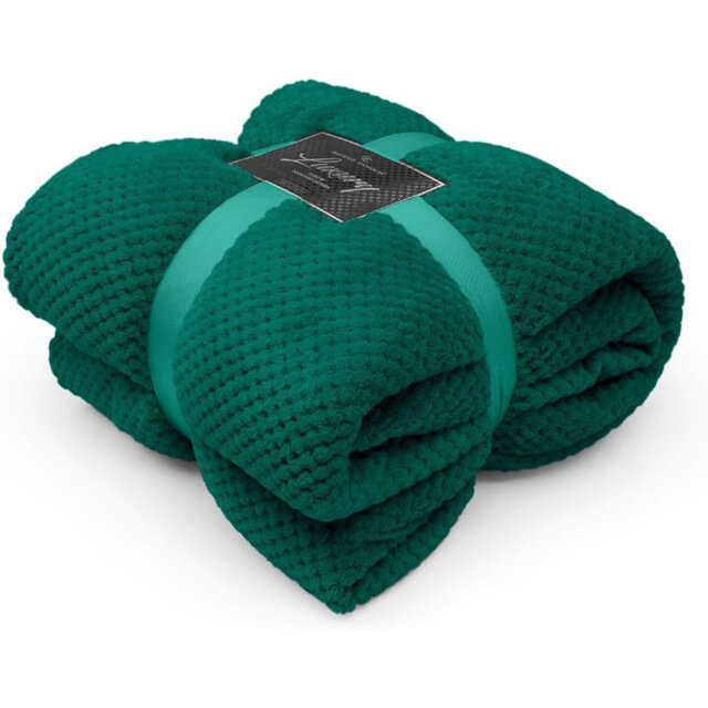 Teddy Popcorn Waffle Throw Blanket Soft Warm Cosy Lightweight Waffle Decorative Blanket for Sofa Couch Bed Bedroom Living Room