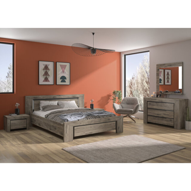 Sealrock Wood Framed Wall Mounted Dresser Mirror in Viking Brown Oak