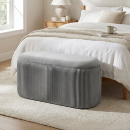 78cm Wide Velvet Rectangle No Pattern Standard Ottoman