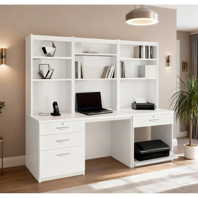 Brely 6 Piece Computer Desk Office Set with Bookcase