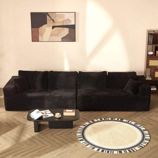 Modular Sofa for Living Room, L-Shaped Left Chaise, 272cm Foam Sofa System for Living Room, Corduroy,