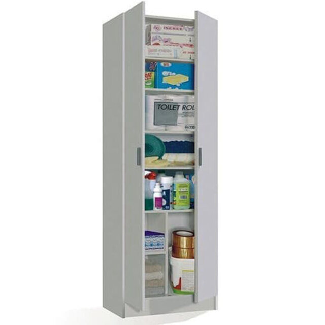 Wide White Sideboard Cabinet With 2 Doors And 8 Compartments Storage Unit For Living And Dining Room Furniture