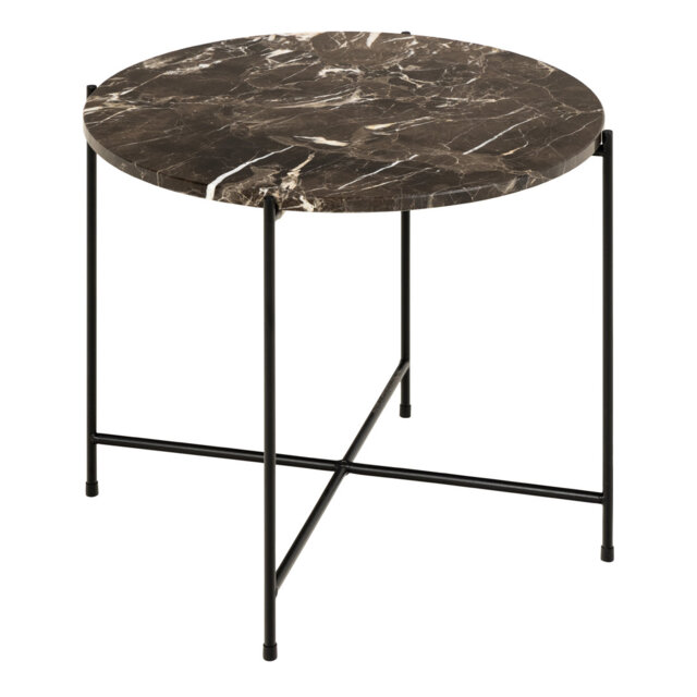 Side Table with Polished Marble Stone 52x40cm