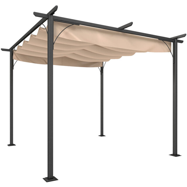 Outsunny 3 x 3(m) Metal Retractable Pergola with Roof