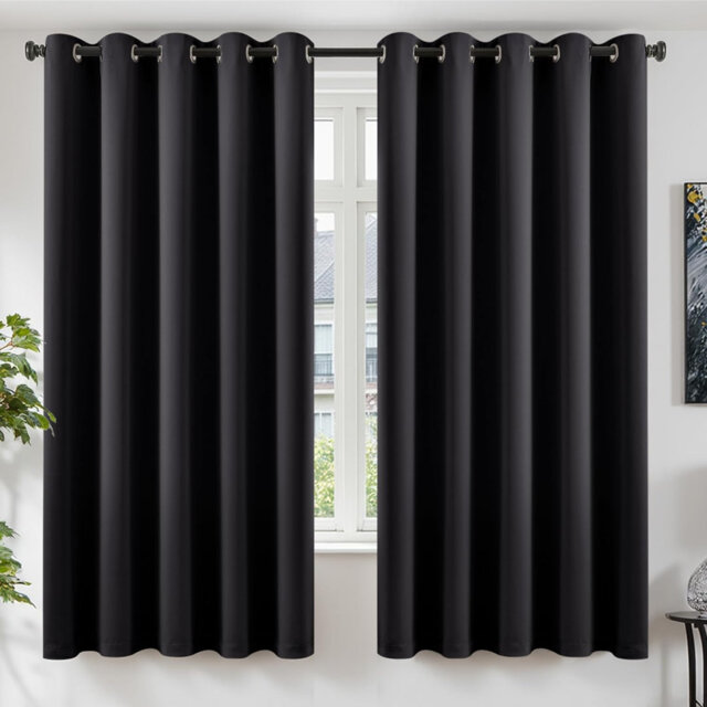 66×72in Eyelet Thermal Blackout Curtains Pair, Soundproof Room Darkening Drapes