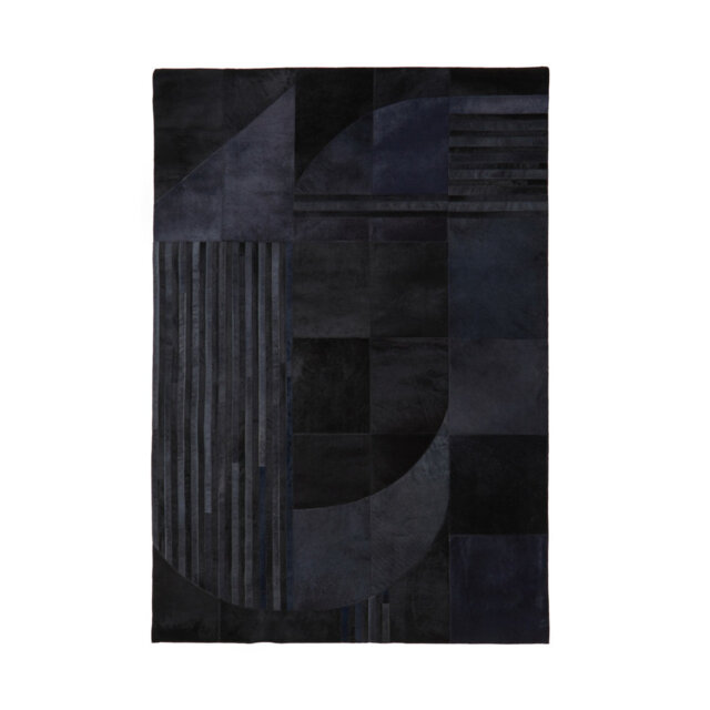 Jeromy Large Machine Woven Wool Black Rug