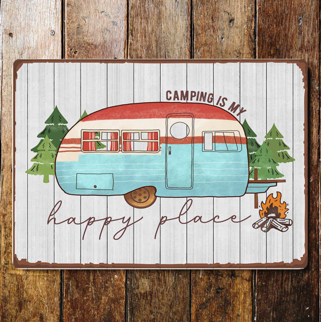 Camping is My Happy Place Metal Wall DÃ©cor