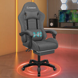 Gaming Chair Recliner Massage Cushion Footrest Padded Executive Office