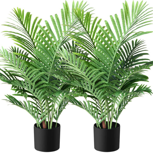 Artificial Plants Indoor Faux Areca Palm 90 Cm In Plastic Pot Large Fake Tropical Palm Plants With Artificial Foliage For Home House Office Decoration