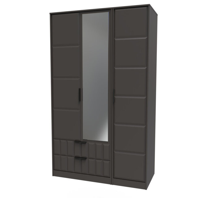 Besian Triple Mirror Wardrobe with 2 Drawers in Graphite