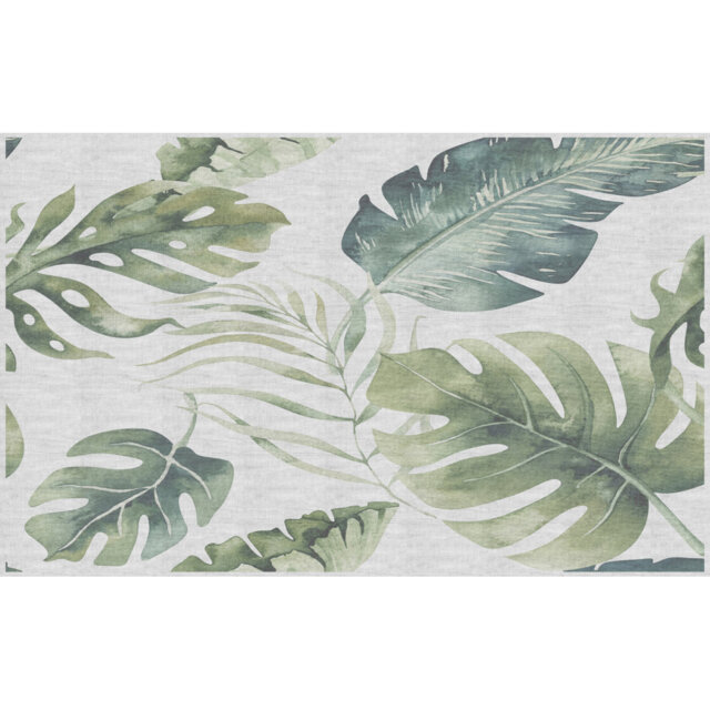 Amauriah Floral Vinyl Machine Printed Indoor / Outdoor Area Rug