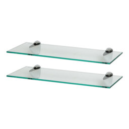 Harbour Housewares - Floating Glass Shelves with Silver Brackets - Set of 2