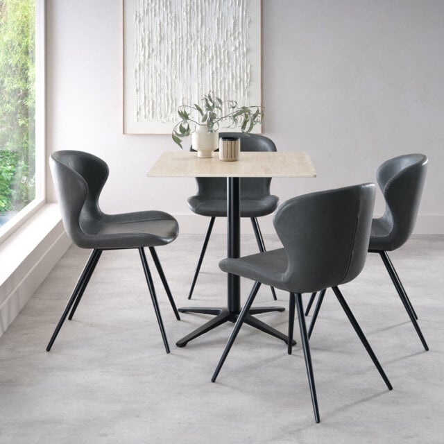 Aneli Ceramic Dining Table With Black Sand Powder Coated Base
