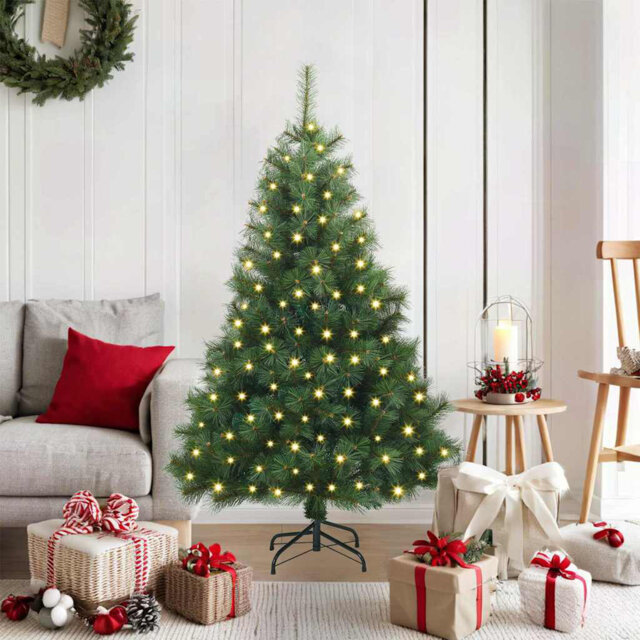 Artificial Christmas Tree with 150 LEDs Green PE and PVC