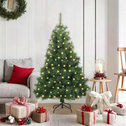 Artificial Christmas Tree with 150 LEDs Green PE and PVC