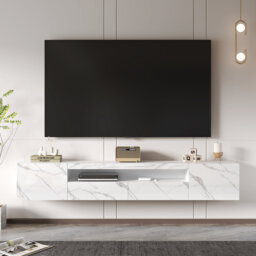 "Agnon High Gloss TV Stand with Led Lights, Wall-mounted TV Cabinet up to 75"""