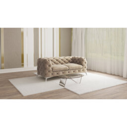 Chesterfield Sofa Bixby 2 Seater with Silver Metal Legs