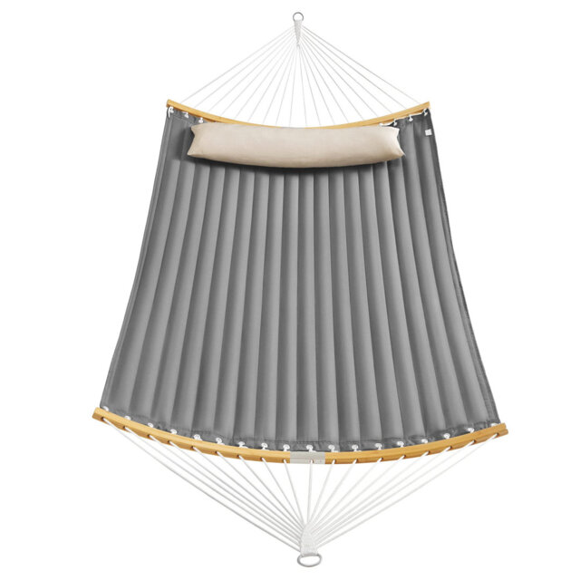 Upholstered outdoor hammock with separable bamboo poles