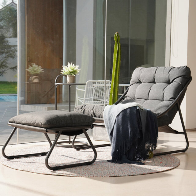Outdoor Armless Lounge Chair with Ottoman