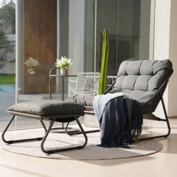 Outdoor Armless Lounge Chair with Ottoman