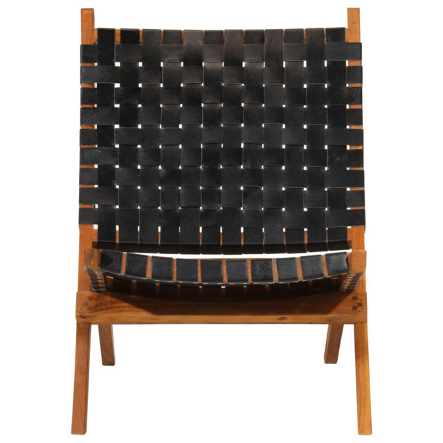 Statham 55cm Wide Tufted Genuine Leather Folding Chair
