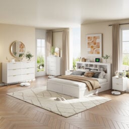 White 4-Drawer Chest With Gold Handles & Legs