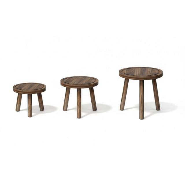 3 Pack Wood Plant Stands Indoor Single Plant Stand for 6-12 Inch Pots Mid-Century Modern Plant Stool