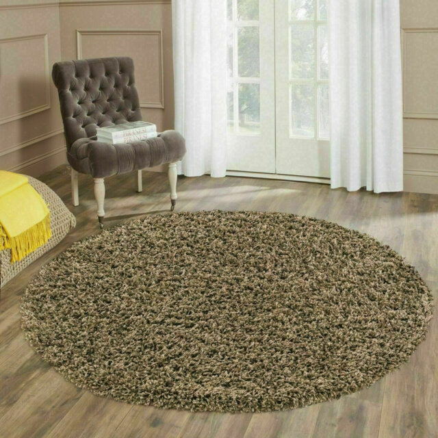 MODERN Circle Round Verona Shaggy Rugs Thick Pile Floor Round Mats Area Rugs