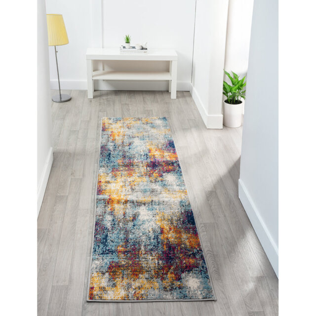 Athena Modern Living Room Area Rug – Cut Pile Weaving - Jute Backing- Abstract Design Low Pile Rug, Multi Coloured,