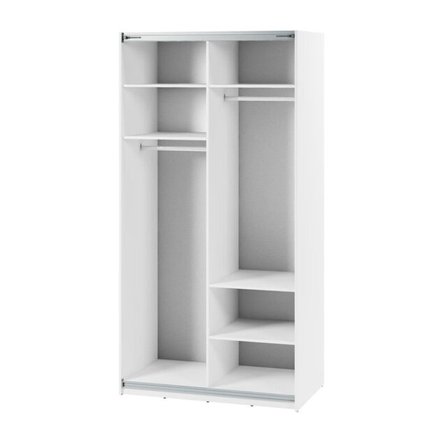 Stylish Nema 1 White Wardrobe with Mirrored Sliding Doors - 120cm