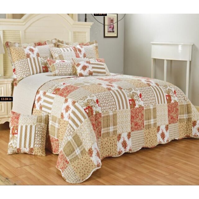 Vergas Polyester Patchwork Bedspread with Pillowcases Included