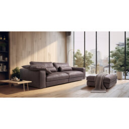 Parven 4 Seater Genuine Aniline Leather Big Sofa