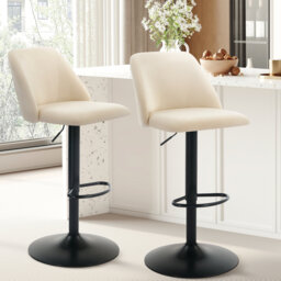 Swivel Upholstered Adjustable Height Counter Stool with Metal Frame