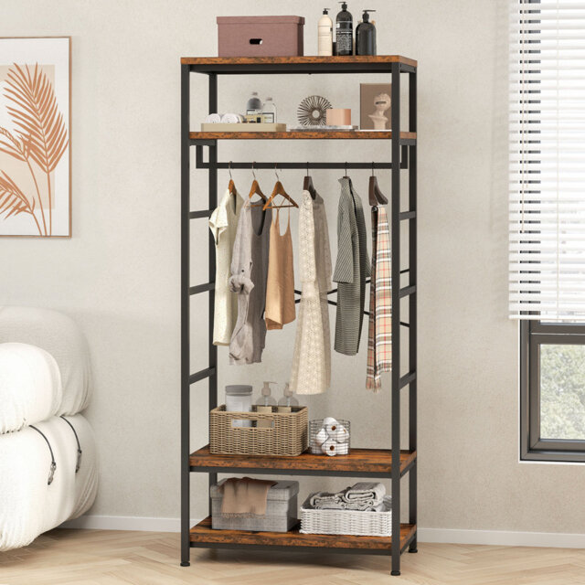 Coat Rack With Shoe Rack, Freestanding Hall Tree With 2 Shelves For Entrance Hallway Bedroom Living Room