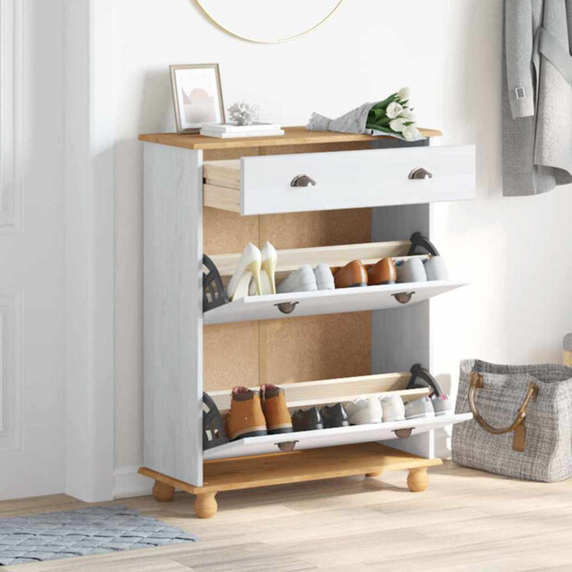 Shoe Cabinet Solid Pine Wood