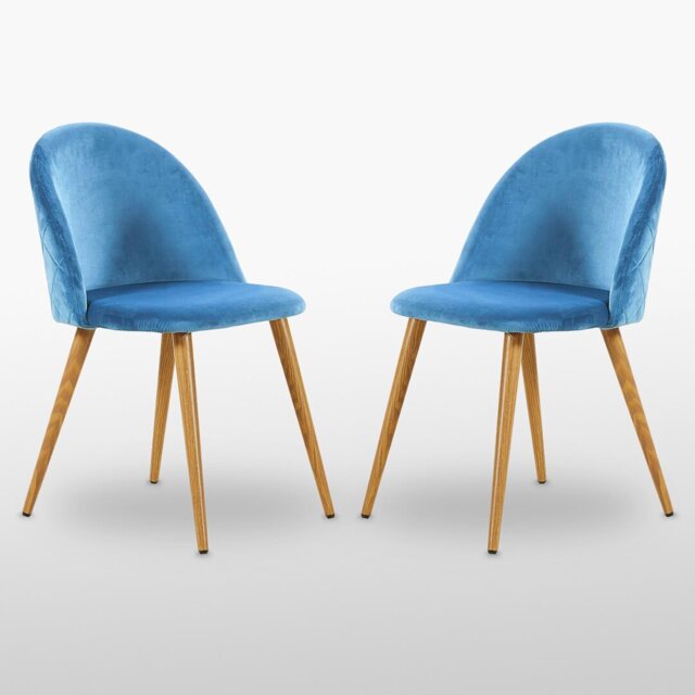 Heavener Modern Velvet Dining Chairs - Ergonomic Upholstered Curved Back with Solid Wooden Legs - Side Chair for Kitchen Living Room Dining Room