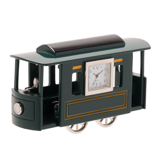 Burtt Analogue Metal Quartz Movement / Crystal Tabletop Clock in Black/Green
