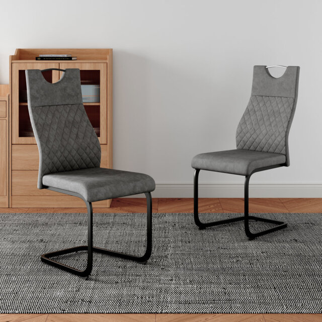 Ergonomic Dining Chair With High Back, Comfortable Cushion And Metal Legs