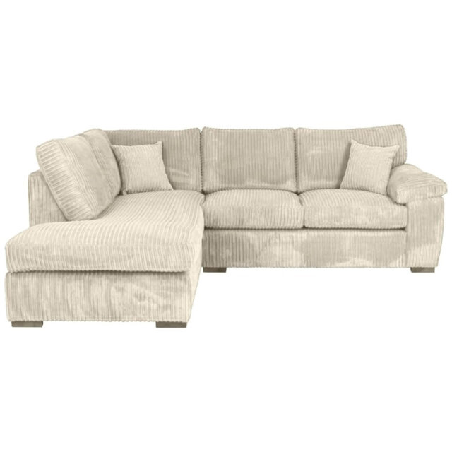 Modern 4-Seater Jumbo Cord L-Shaped Corner Sofa With Pillow Top Arms